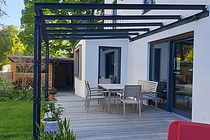 Holzterrasse - Glasdach